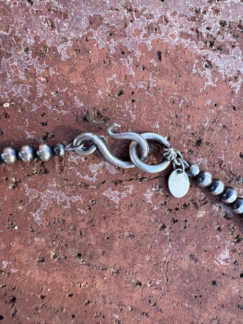 Handcrafted Sterling Silver & Pink Conch 4mm beaded Necklace 72"