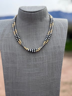 Handcrafted Sterling Silver & Gold Overlay 4-6mm Beaded Necklace