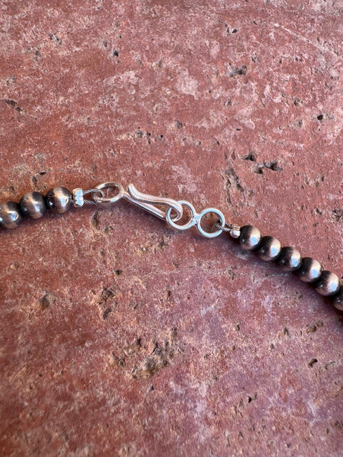 Handcrafted Sterling Silver Pearl 4-8mm Beaded Necklace 48"