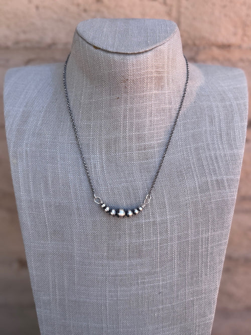 Handcrafted Sterling Silver Pearl 4-8mm Beaded Chain Necklace 18"