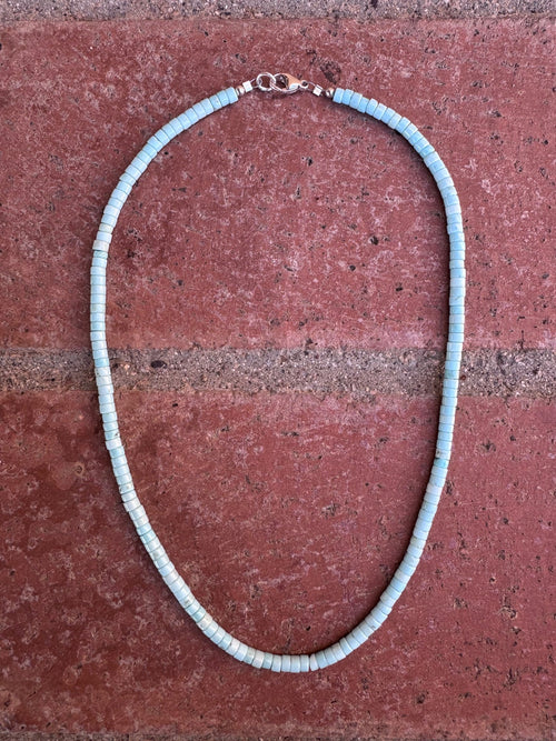 Handcrafted Sterling Silver & Dry Creek Turquoise Beaded Necklace 17"