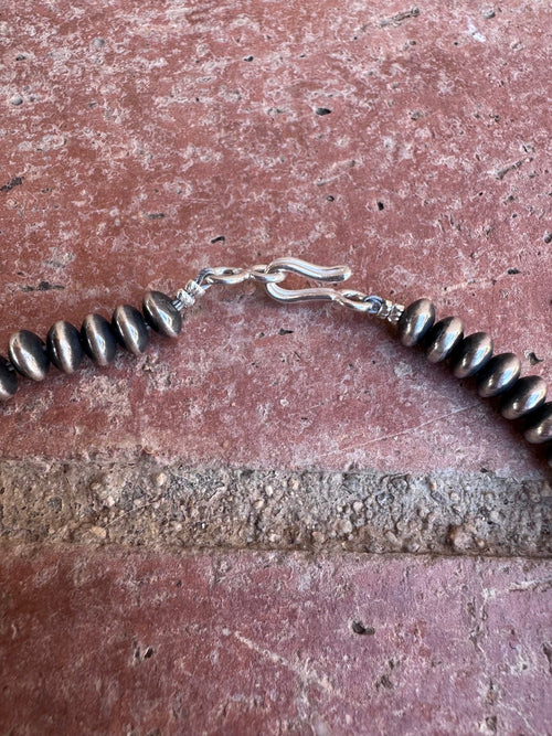 Handcrafted Saucer Pearl Sterling Silver Multi Strand Beaded Necklace 28"