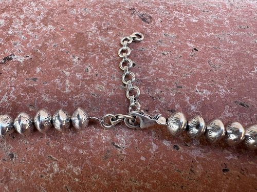Handmade Sterling Silver Stamped 8mm Beaded Necklace