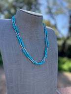 Handcrafted Kingman Turquoise & Sterling Silver Beaded Necklace