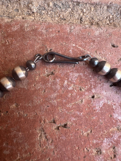 Handcrafted Sterling Silver & White Buffalo 5mm Beaded Necklace