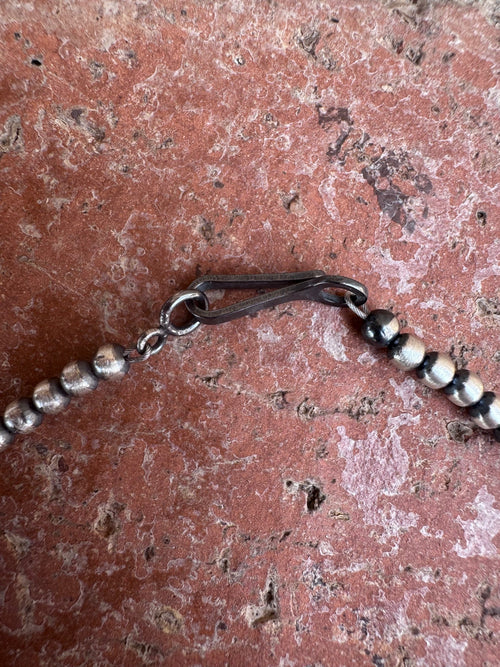 Handcrafted Sterling Silver & Turquoise Pearl 3-8mm Beaded Bow Tie Necklace 18"