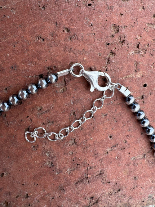 Handcrafted Freshwater Pearl & Sterling Silver Pearl 4mm Beaded Necklace 16"