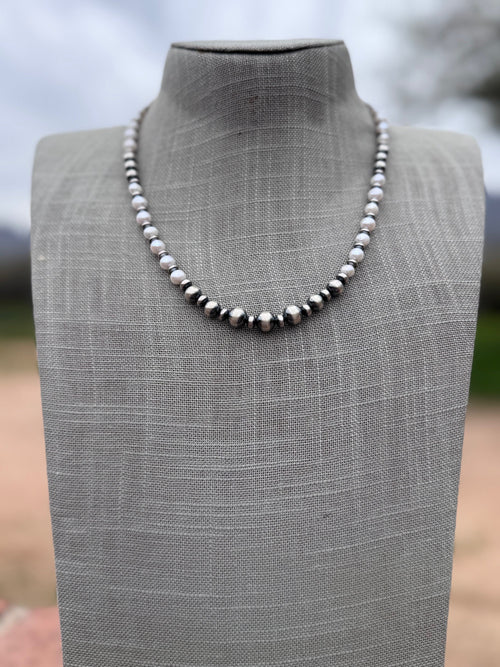 Handcrafted Freshwater Pearl & Sterling Silver Pearl 6-8mm Beaded Necklace 18"