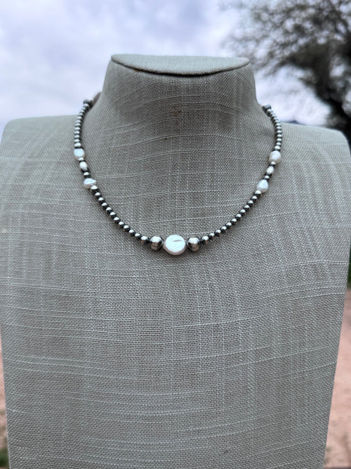 Handcrafted Freshwater Pearl & Sterling Silver Pearl 4-8mm Beaded Necklace 16"