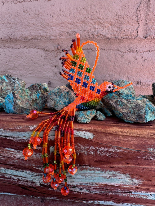 Handmade Beaded Multi colored Hummingbird Keychain