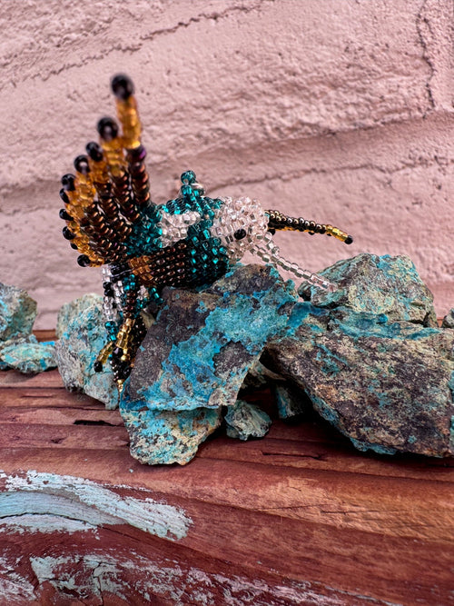 Handmade Beaded Multi Colored Hummingbird Keychain