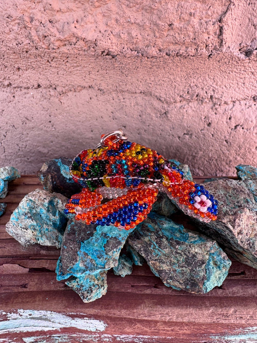 Handmade Beaded Multi Colored Sea Turtle Keychain