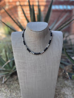 Handcrafted Sterling Silver Pearl & Black Onyx 6mm Beaded 16" Necklace
