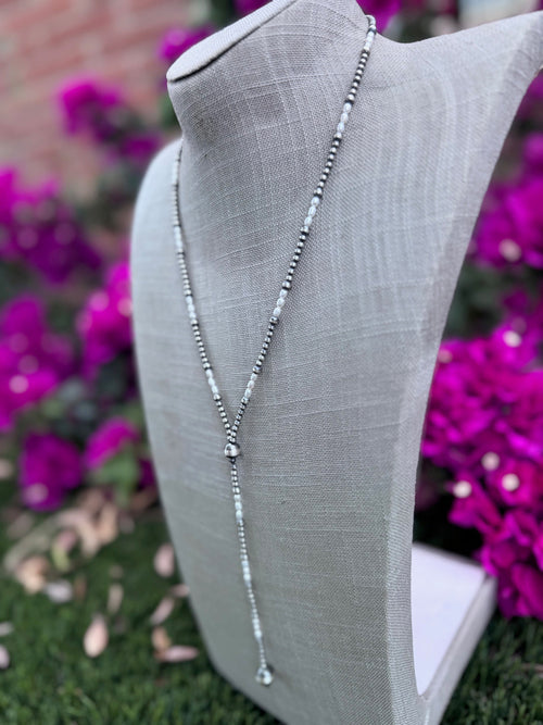 Handcrafted Freshwater Pearl & Sterling Silver Pearl 3-10mm Beaded Lariat Necklace 20"