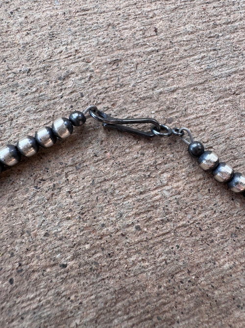 Handcrafted Lapis & Sterling Silver Pearl 4mm Beaded Necklace