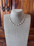 Handcrafted Sterling Silver & Pink Conch Heart 3mm beaded 16" Necklace