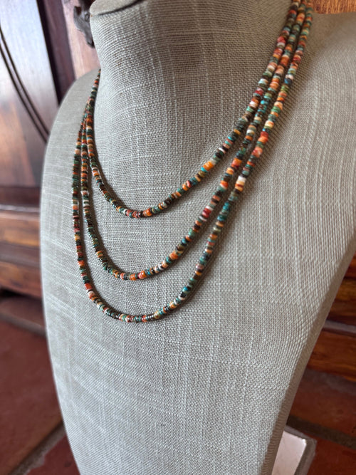 Handcrafted Sterling Silver, Spiny and Turquoise Beaded Necklace