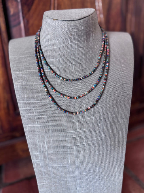 Handcrafted Sterling Silver, Spiny, Lapis and Multi Stone Beaded Necklace