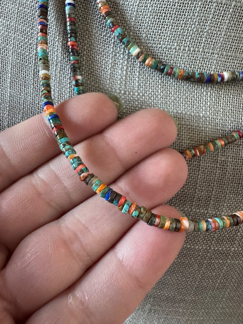 Handcrafted Sterling Silver, Spiny, Lapis and Multi Stone Beaded Necklace