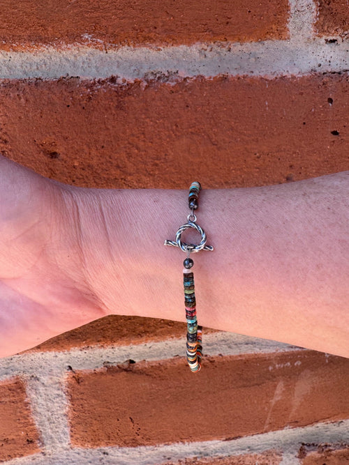 Handcrafted Spiny, Turquoise & Sterling Silver Beaded Bracelet