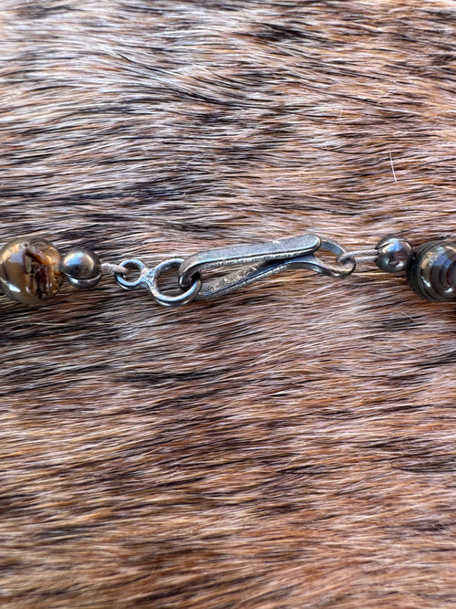 Handcrafted Round Abalone & Sterling Silver Pearl 4mm Beaded Necklace
