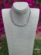 Handcrafted Fire Opal Collection & Sterling Silver Pearl Beaded 3-6mm Necklace 16"