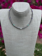 Handcrafted Fire Opal Collection & Sterling Silver Pearl Beaded 5mm Necklace 18"