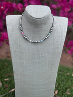 Handcrafted Fire Opal Collection & Sterling Silver Pearl Beaded 3-8mm Necklace 16"