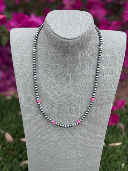 Handcrafted Fire Opal Collection & Sterling Silver Pearl Beaded 5mm Necklace 22"