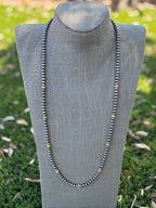 Handcrafted Sterling Silver & Yellow Fire Opal 5mm Beaded Necklace 30"
