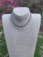 Handcrafted Graduated Sterling Silver Pearl 3-8mm Beaded Necklace