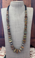 Handmade Thunderbird Turquoise & Sterling Silver Beaded Necklace 31"