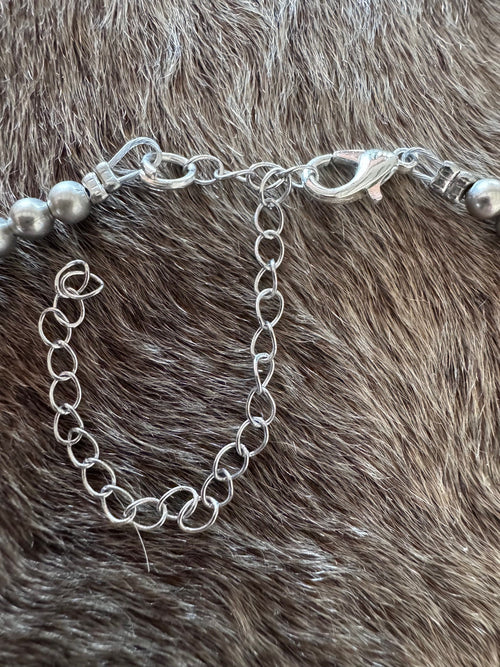 Handmade Silver Plated 4mm Beaded Necklace 18"
