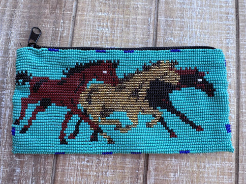Handmade Beaded Southwestern Stallion Coin Purse