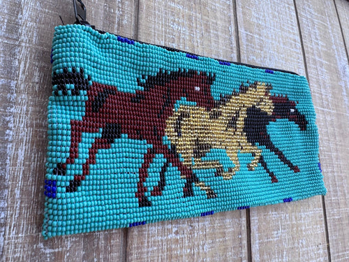 Handmade Beaded Southwestern Stallion Coin Purse