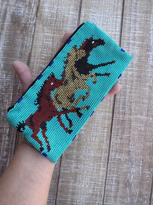 Handmade Beaded Southwestern Stallion Coin Purse