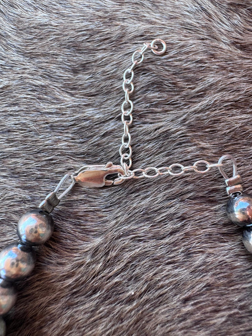 Handmade Larimar & Sterling Silver 6mm Beaded Bracelet 6"