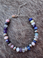 Handmade Mixed Gemstone & Sterling Silver 6mm Beaded Bracelet 6"
