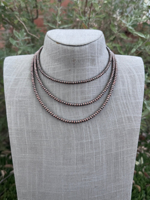Handcrafted Copper 4mm Saucer Beaded Necklace