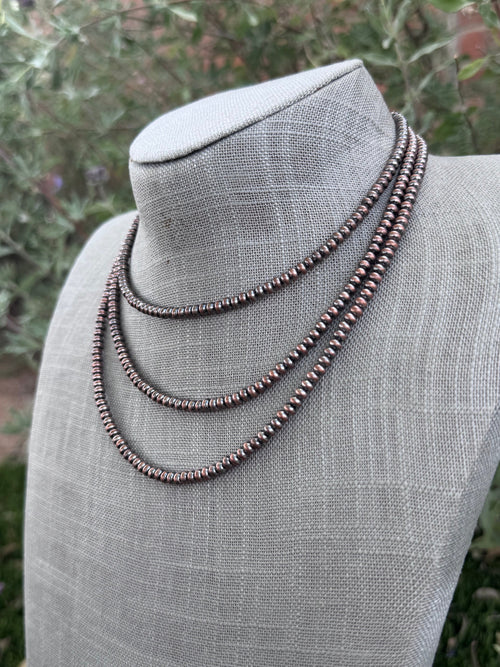 Handcrafted Copper 4mm Saucer Beaded Necklace
