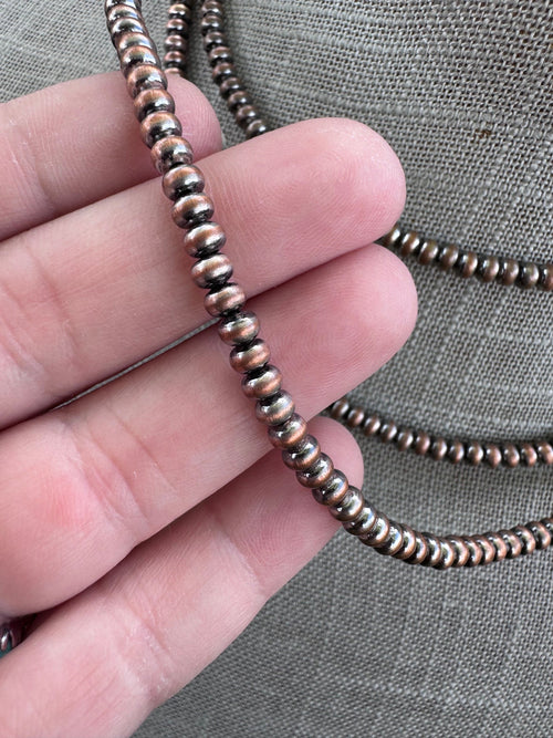 Handcrafted Copper 4mm Saucer Beaded Necklace