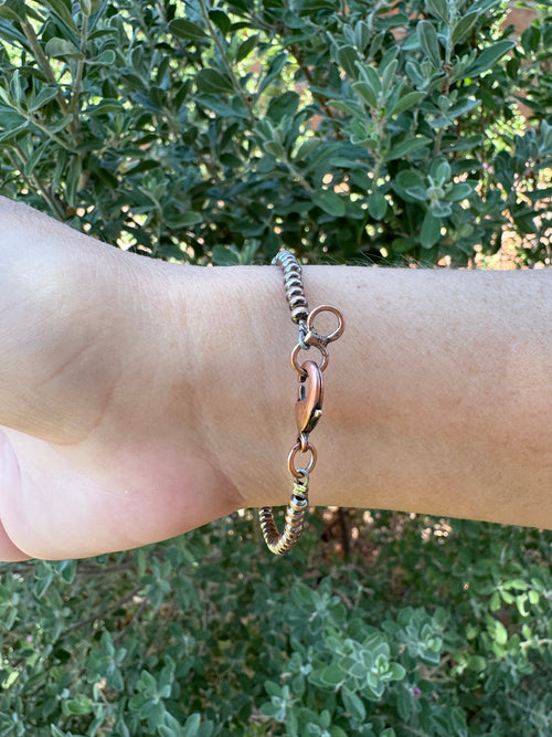 Handcrafted Copper 3mm Saucer Beaded Bracelet 7.5"
