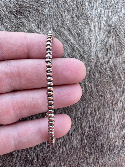 Handcrafted Copper 3mm Saucer Beaded Bracelet 7.5"