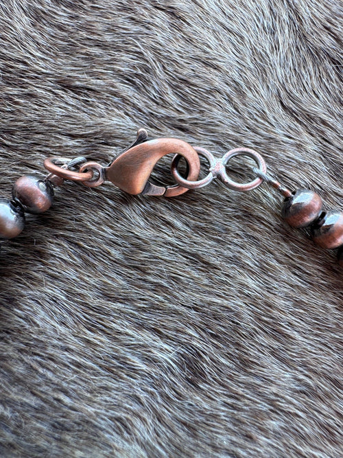 Handcrafted Copper 5mm Beaded Bracelet 7.5"