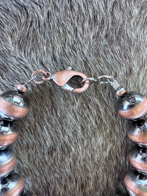 Handcrafted Copper 12mm Beaded Bracelet 7.5"