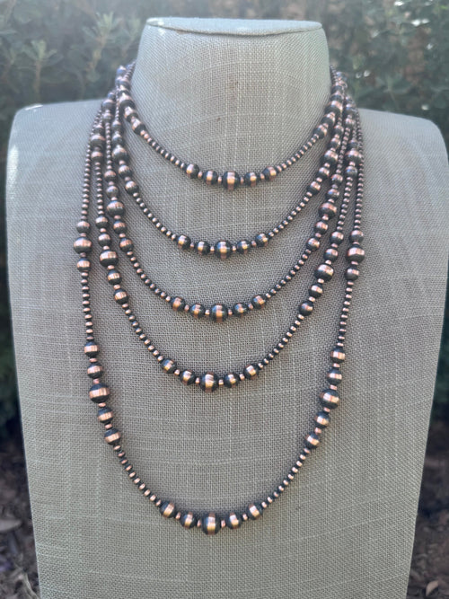 Handcrafted Copper 3-8mm Beaded Necklace