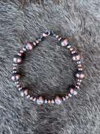 Handcrafted Copper 3-8mm Beaded  Bracelet 7.5"
