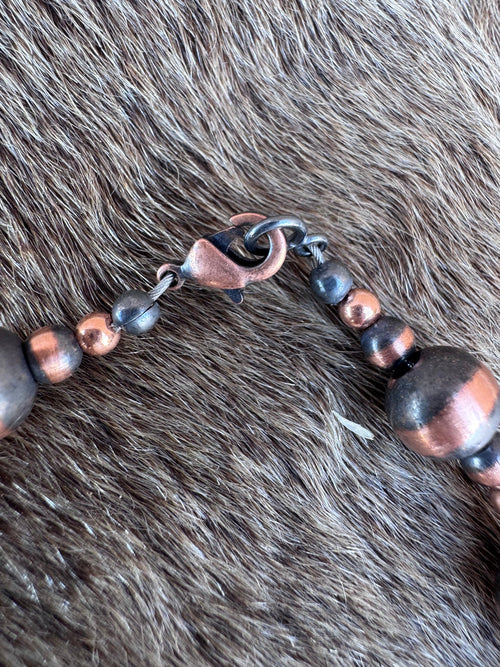 Handcrafted Copper 3-8mm Beaded  Bracelet 7.5"