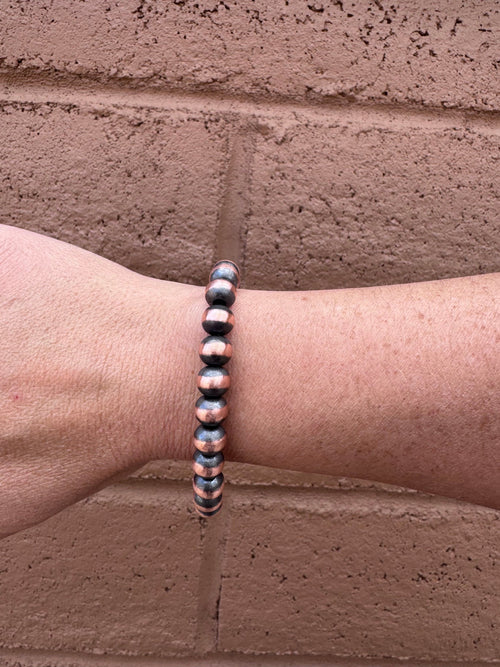 Handcrafted Copper 8mm Beaded Bracelet 7"