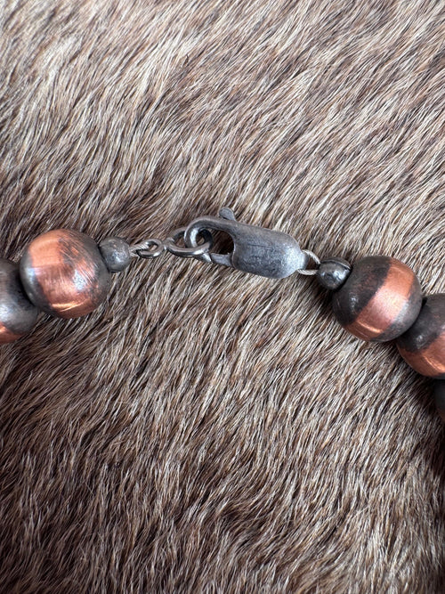Handcrafted Copper 8mm Beaded Bracelet 7"
